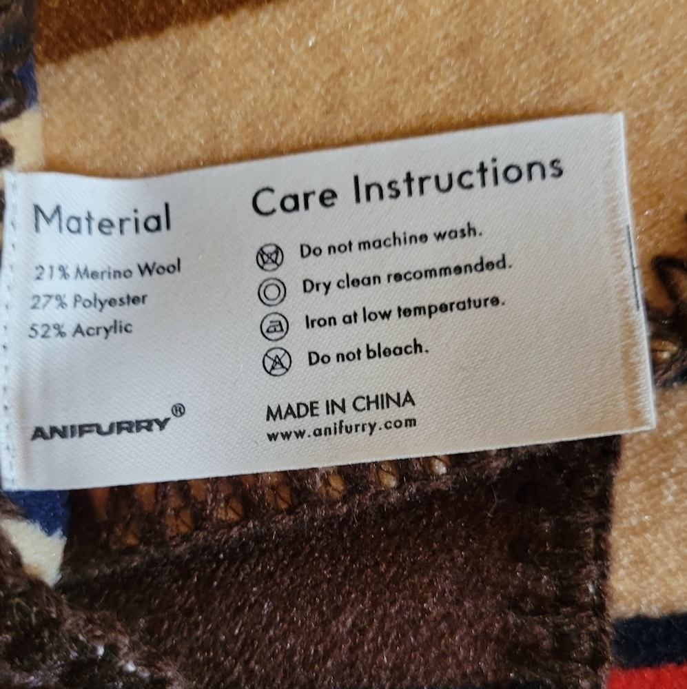 Anifurry Aztec Thunderbird Southwestern Merino Wool 55" x 75" Blanket - Picture 6 of 8